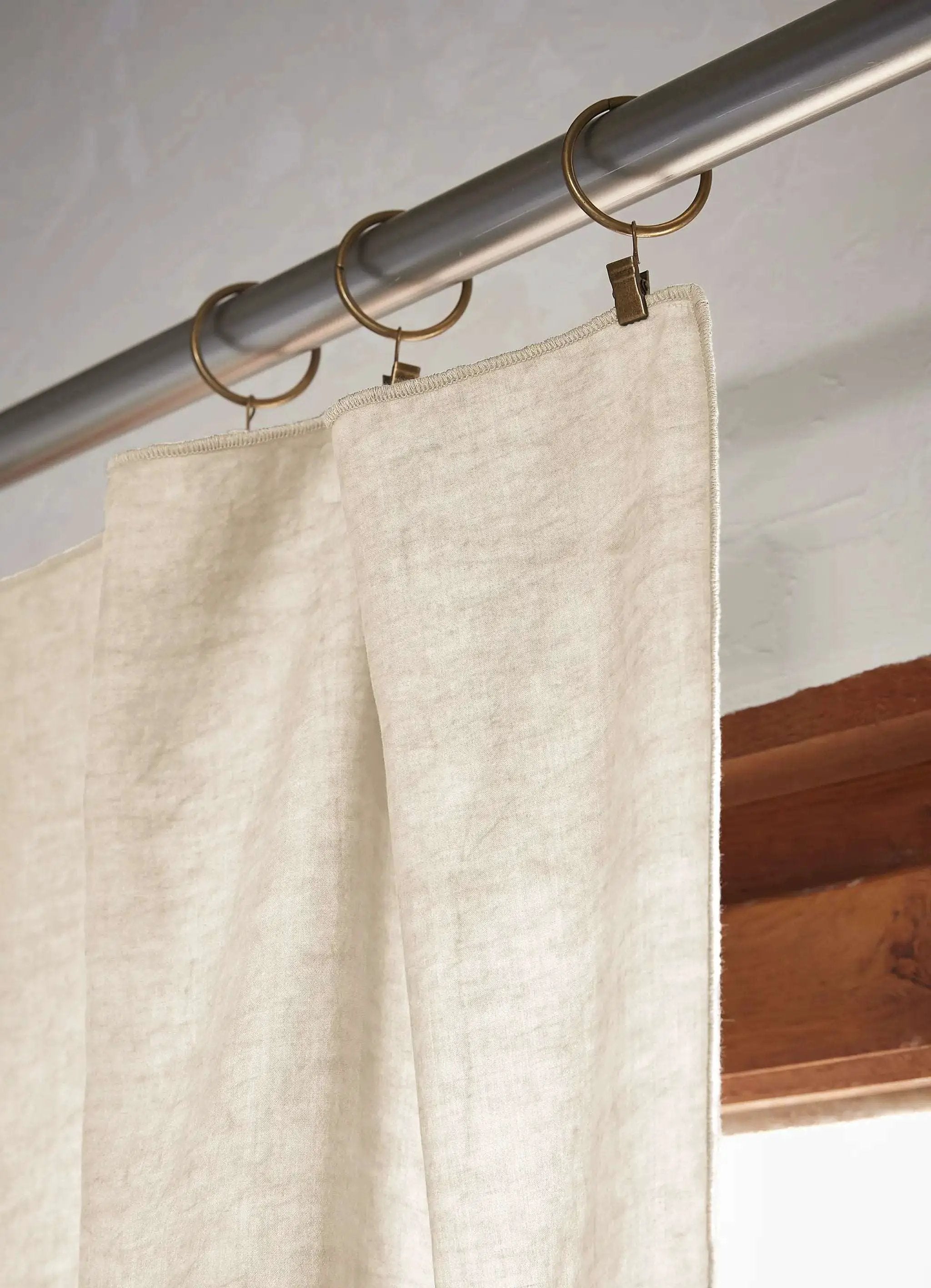 Rideau ajustable + 8 anneaux pince 140 x 270 cm Lyocell uni LYSANDRE Pampa by L'effet papillon