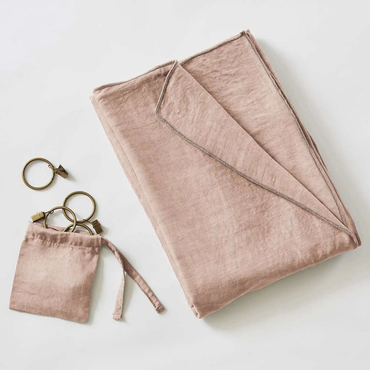Rideau ajustable + 8 anneaux pince 140 x 270 cm Lyocell uni LYSANDRE Blush by L'effet papillon