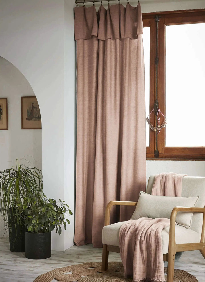 Rideau ajustable + 8 anneaux pince 140 x 270 cm Lyocell uni LYSANDRE Blush by L'effet papillon