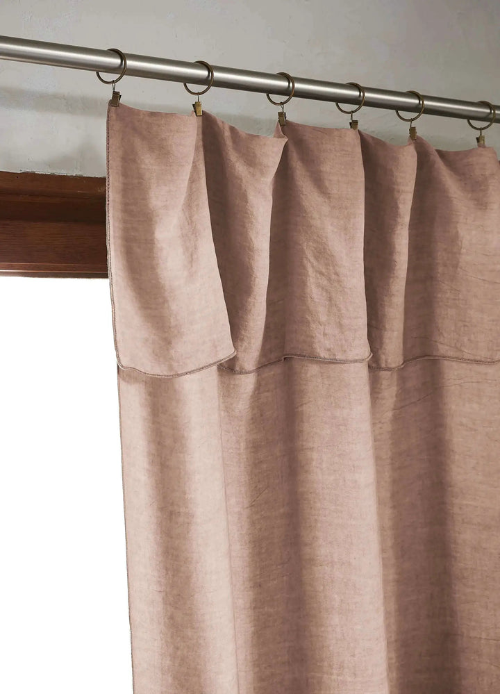Rideau ajustable + 8 anneaux pince 140 x 270 cm Lyocell uni LYSANDRE Blush by L'effet papillon