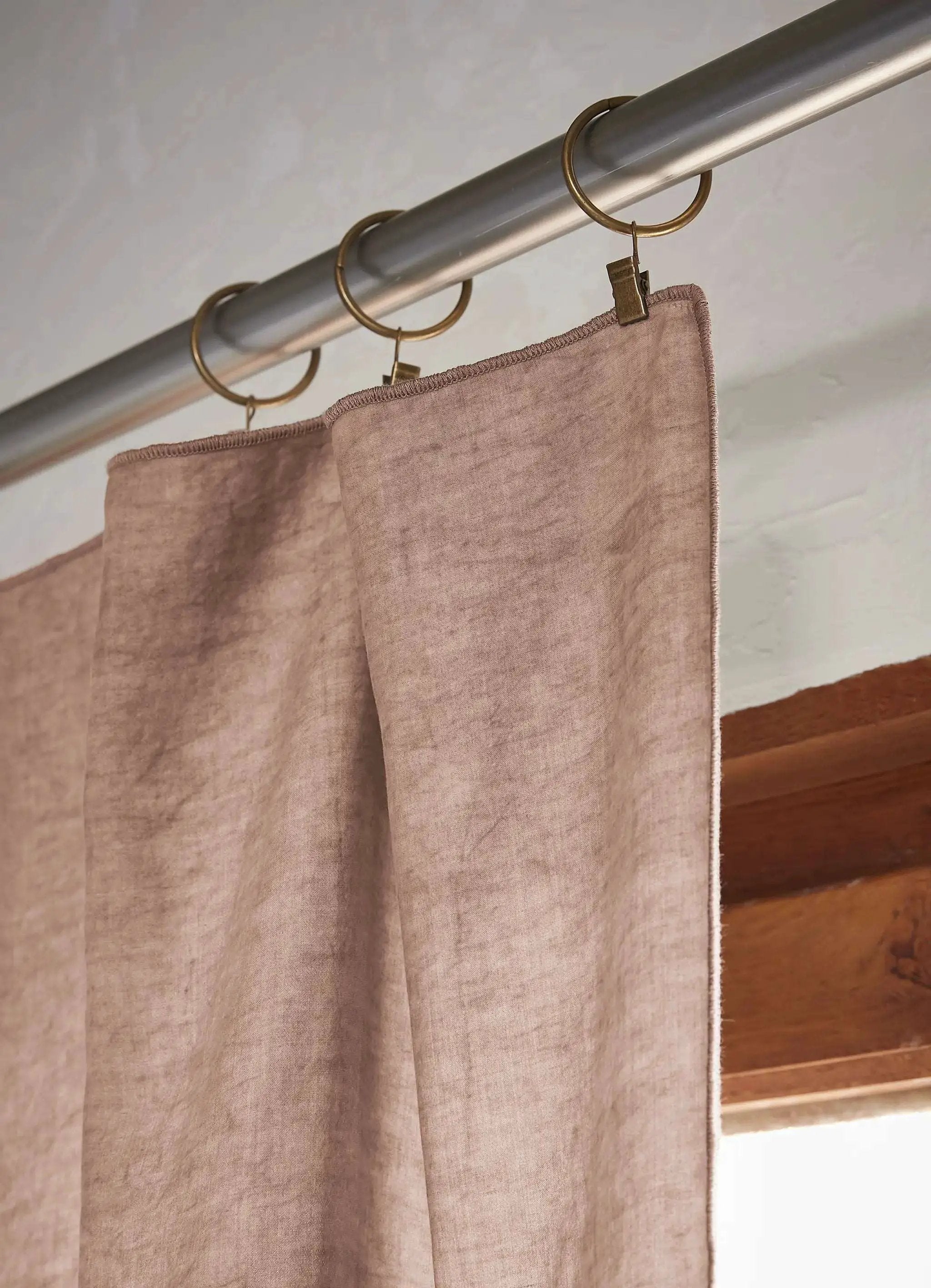 Rideau ajustable + 8 anneaux pince 140 x 270 cm Lyocell uni LYSANDRE Blush by L'effet papillon