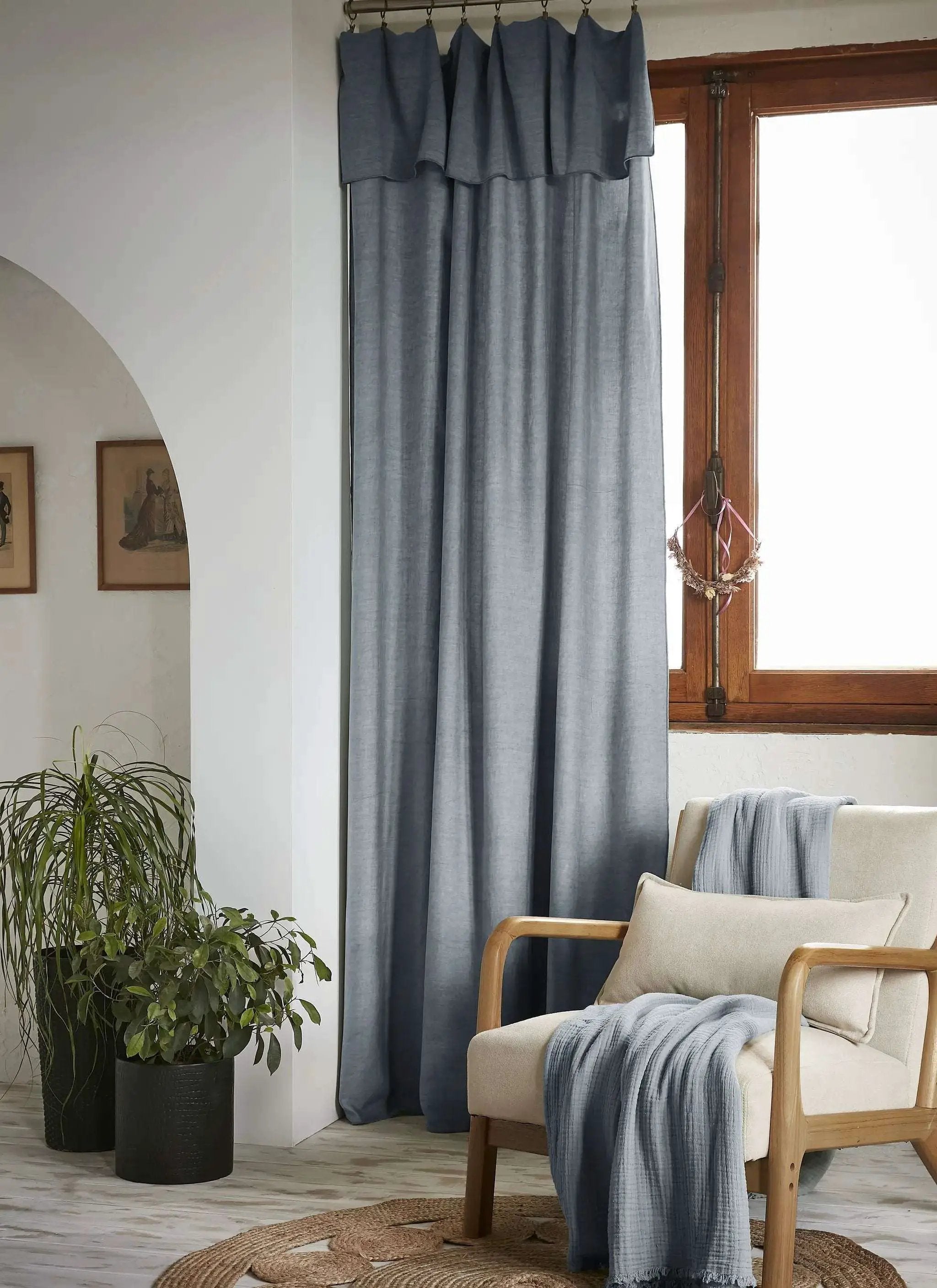 Rideau ajustable + 8 anneaux pince 140 x 270 cm Lyocell uni LYSANDRE Stone by L'effet papillon