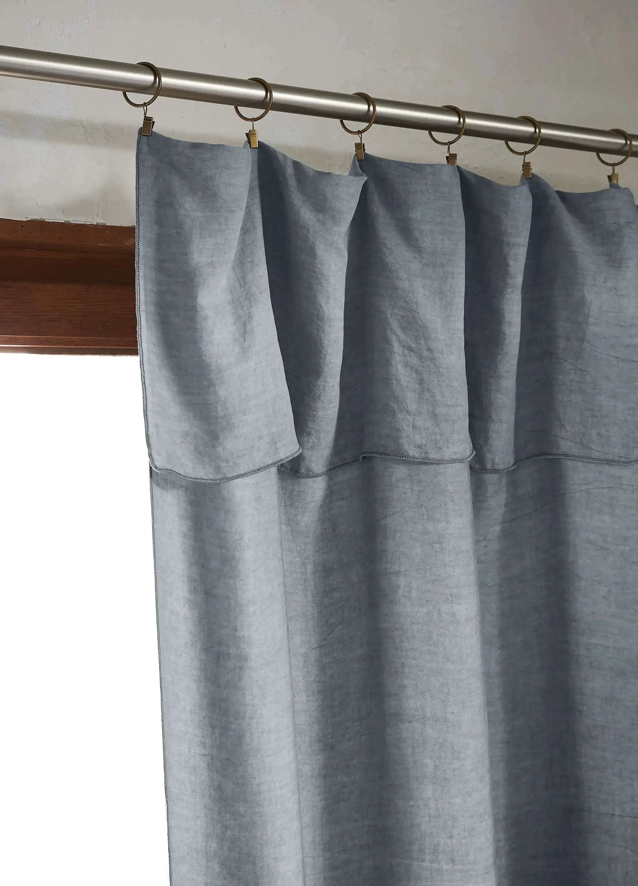 Rideau ajustable + 8 anneaux pince 140 x 270 cm Lyocell uni LYSANDRE Stone by L'effet papillon