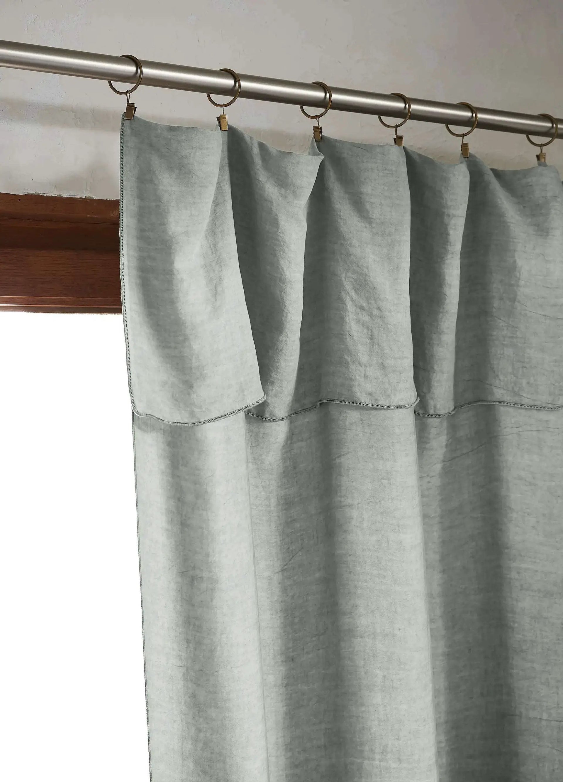 Rideau ajustable + 8 anneaux pince 140 x 270 cm Lyocell uni LYSANDRE Lichen by L'effet papillon