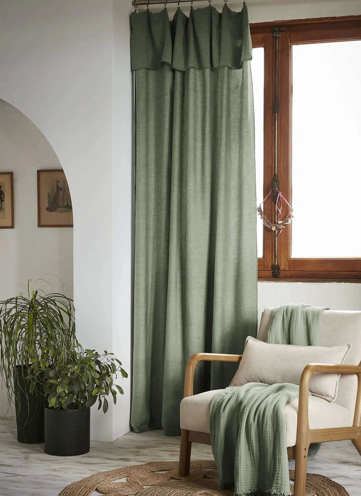 Rideau ajustable + 8 anneaux pince 140 x 270 cm Lyocell uni LYSANDRE Thym by L'effet papillon
