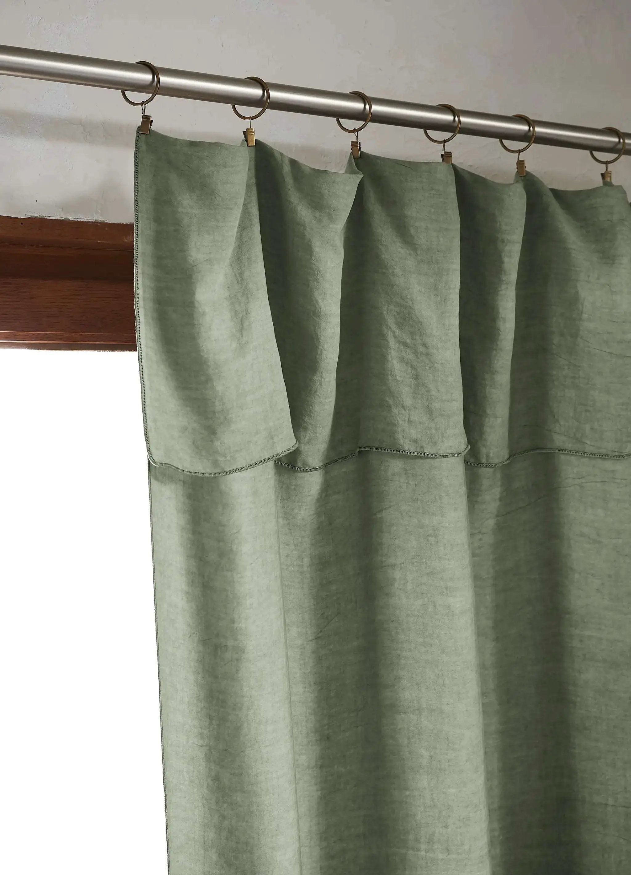 Rideau ajustable + 8 anneaux pince 140 x 270 cm Lyocell uni LYSANDRE Thym by L'effet papillon