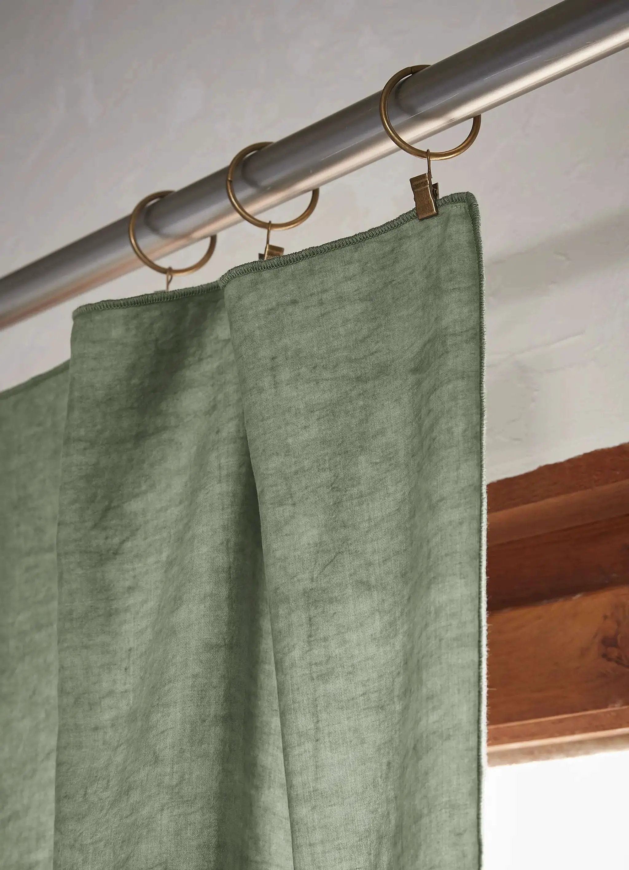 Rideau ajustable + 8 anneaux pince 140 x 270 cm Lyocell uni LYSANDRE Thym by L'effet papillon