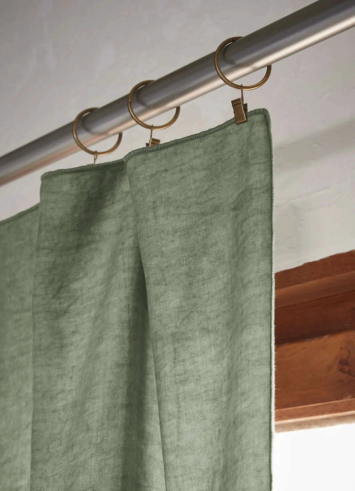 Rideau ajustable + 8 anneaux pince 140 x 270 cm Lyocell uni LYSANDRE Thym by L'effet papillon