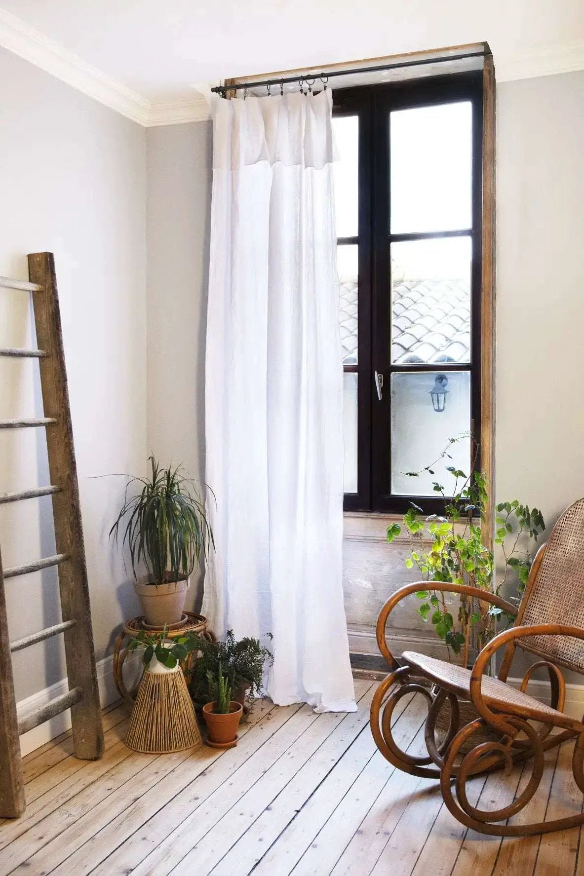 Rideau ajustable + 8 anneaux pince 140 x 300 cm Gaze de coton unie GAÏA Chantilly by L'effet papillon