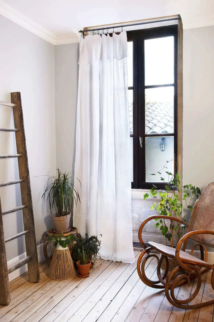 Rideau ajustable + 8 anneaux pince 140 x 300 cm Gaze de coton unie GAÏA Chantilly by L'effet papillon