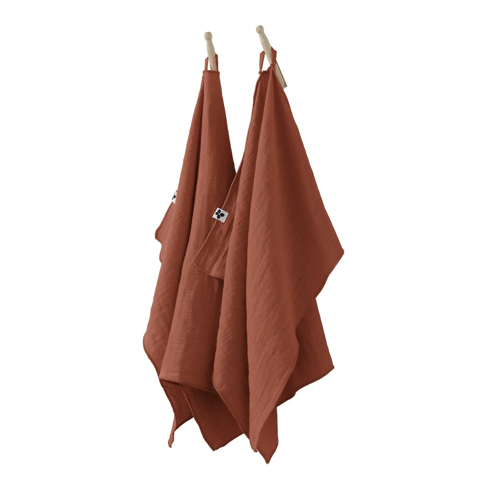 Lot de 2 essuie-mains 50 x 70 cm Gaze de coton unie GAÏA Terracotta by L'effet papillon