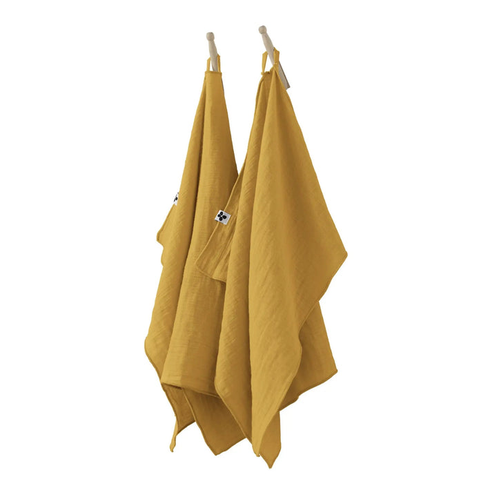 Lot de 2 essuie-mains 50 x 70 cm Gaze de coton unie GAÏA Safran by L'effet papillon