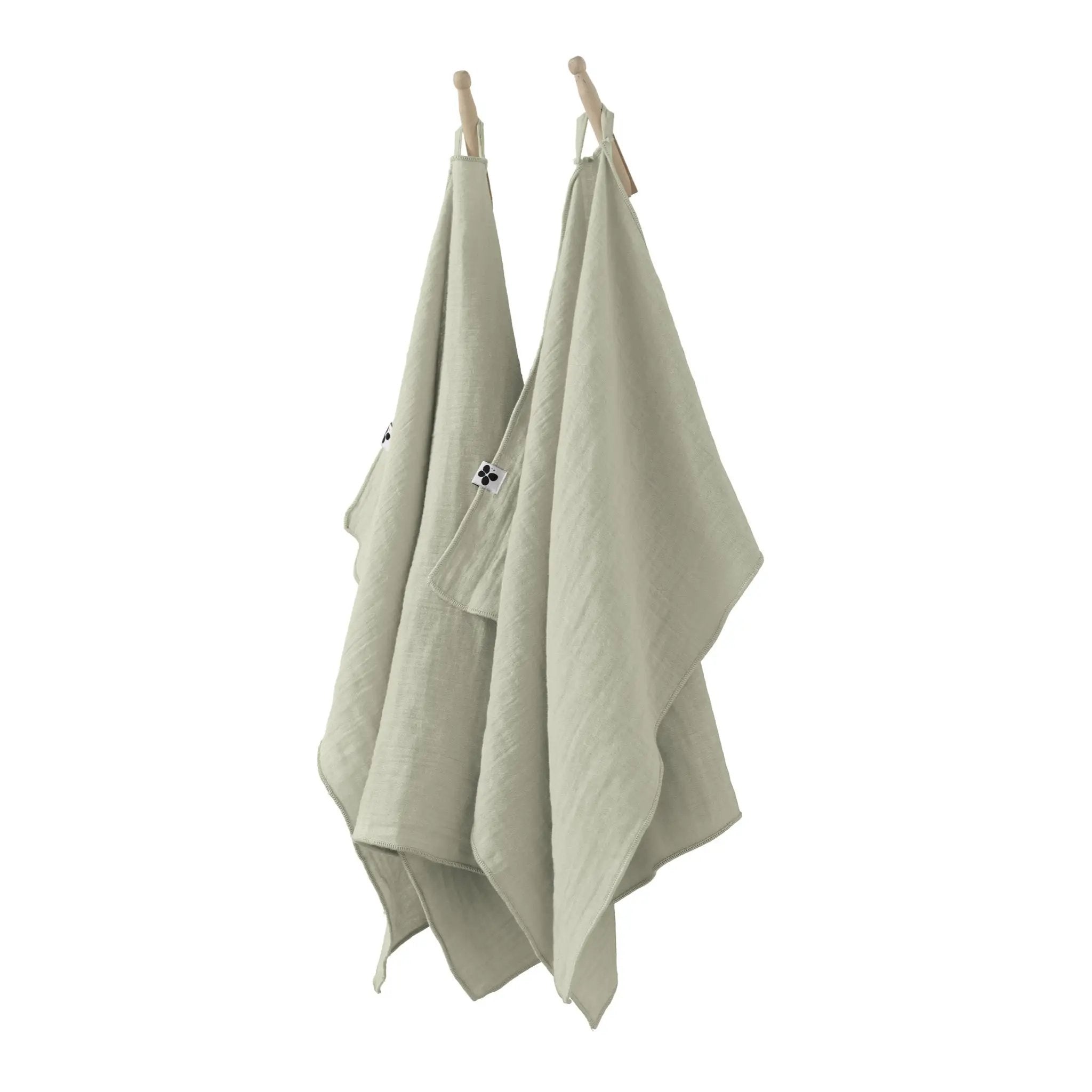 Lot de 2 essuie-mains 50 x 70 cm Gaze de coton unie GAÏA Vert d'eau by L'effet papillon
