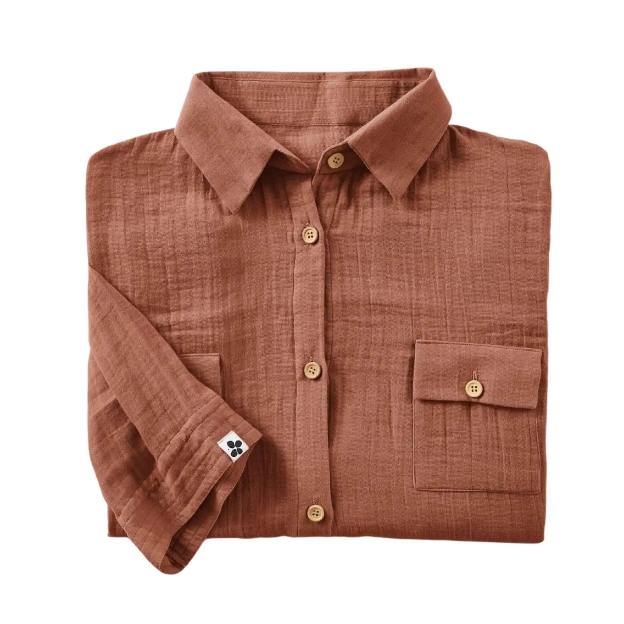Tunique chemise Gaze de coton unie GAÏA Terracotta by L'effet papillon