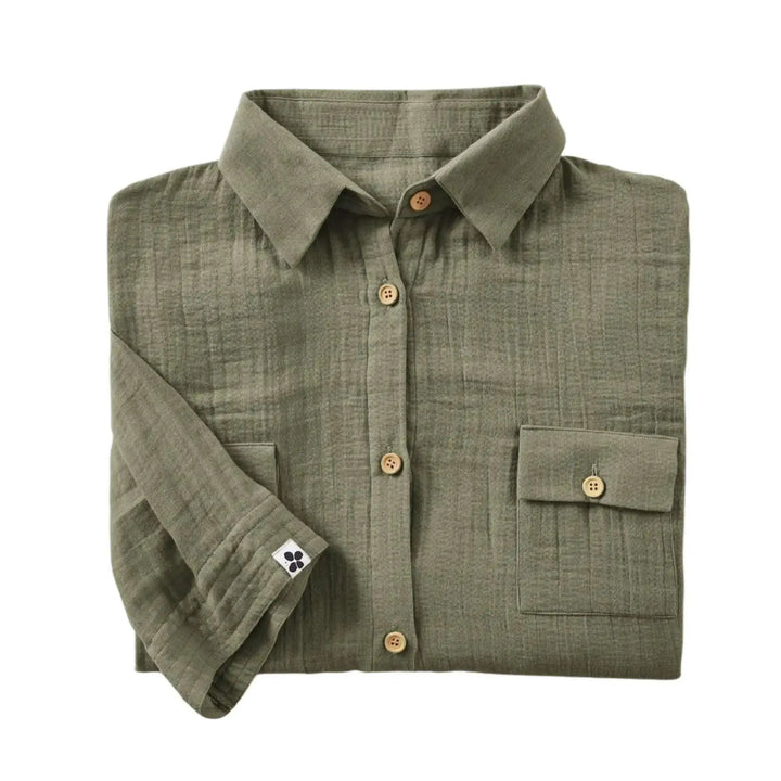 Tunique chemise S/M Gaze de coton unie GAÏA Romarin by L'effet papillon