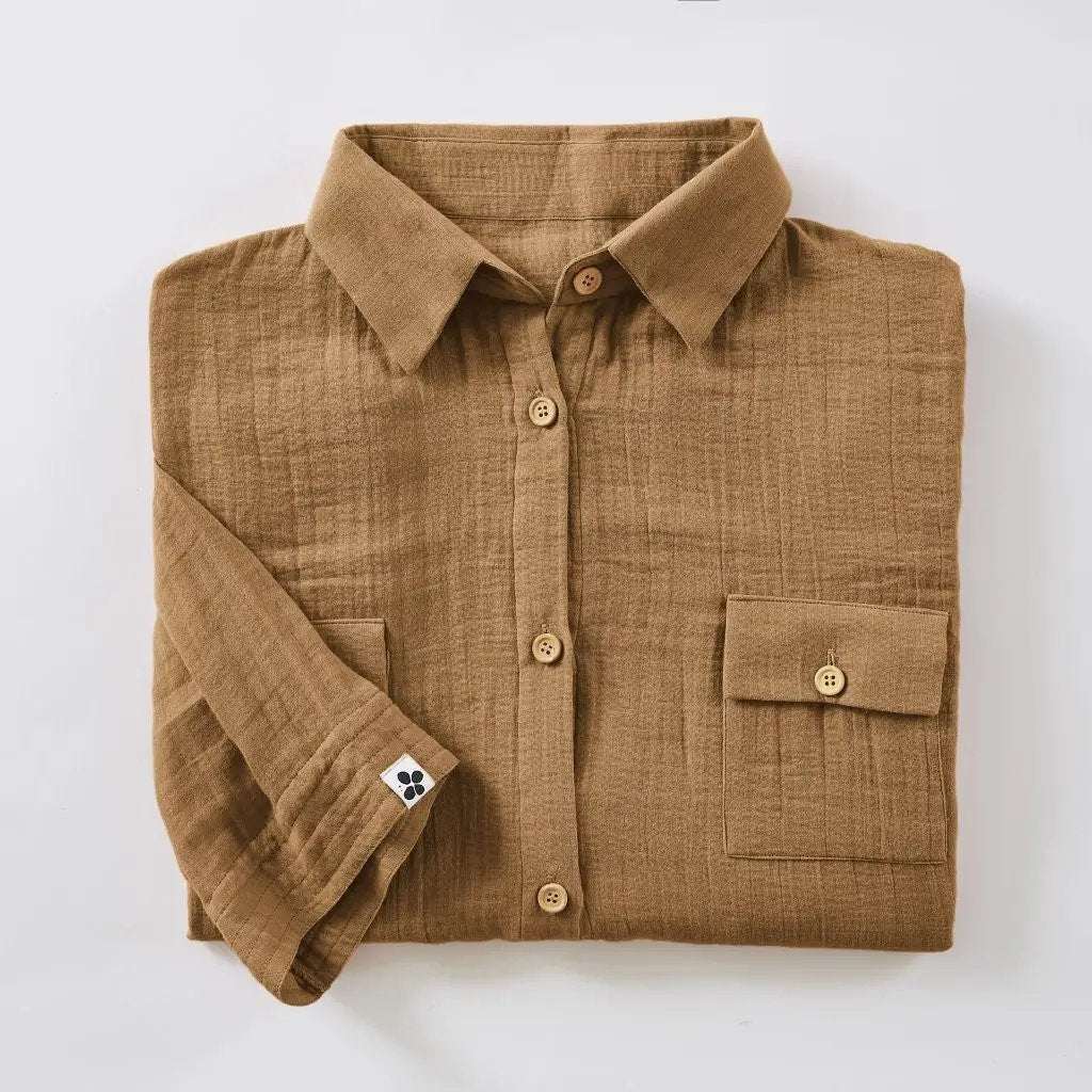 Tunique chemise Gaze de coton unie GAÏA Camel by L'effet papillon