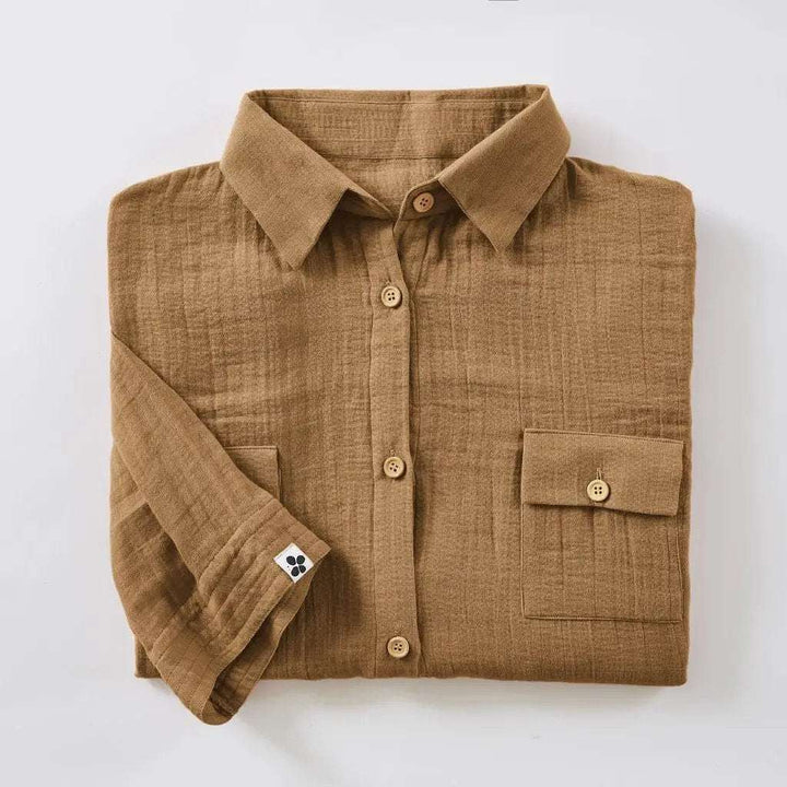 Tunique chemise Gaze de coton unie GAÏA Camel by L'effet papillon