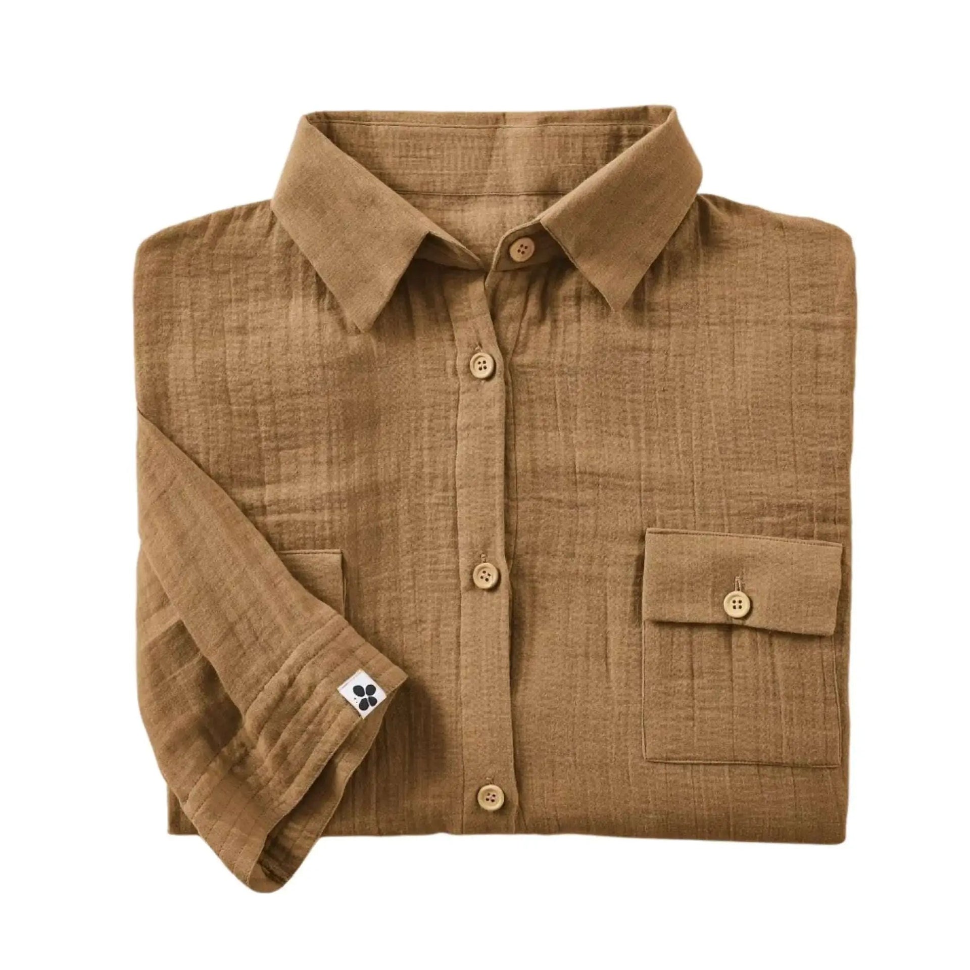 Tunique chemise Gaze de coton unie GAÏA Camel by L'effet papillon