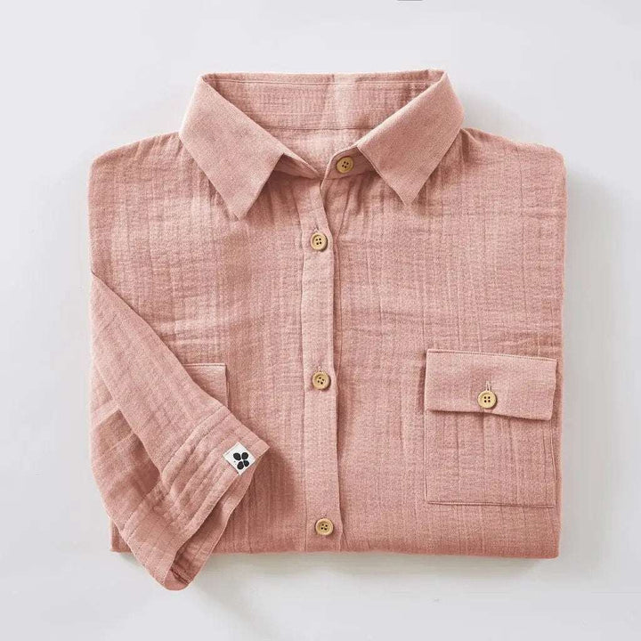 Tunique chemise Gaze de coton unie GAÏA Rose pêche by L'effet papillon
