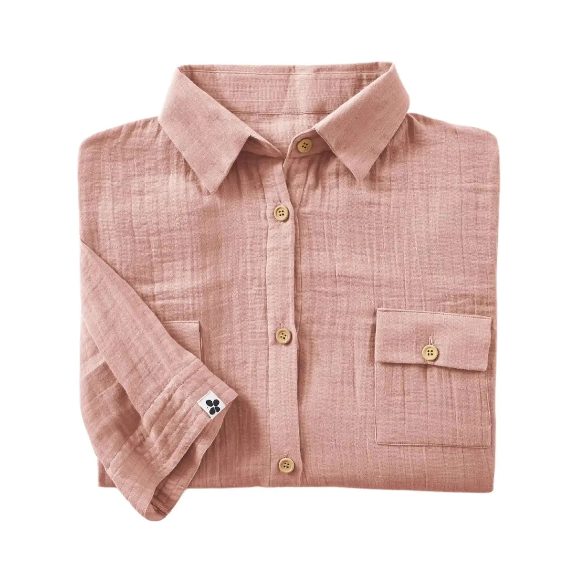 Tunique chemise Gaze de coton unie GAÏA Rose pêche by L'effet papillon