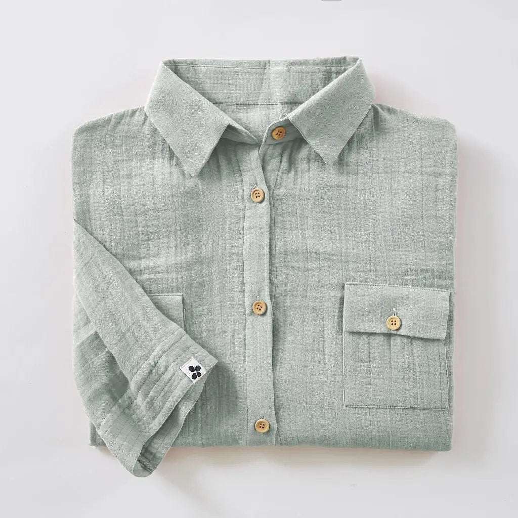 Tunique chemise Gaze de coton unie GAÏA Eucalyptus by L'effet papillon