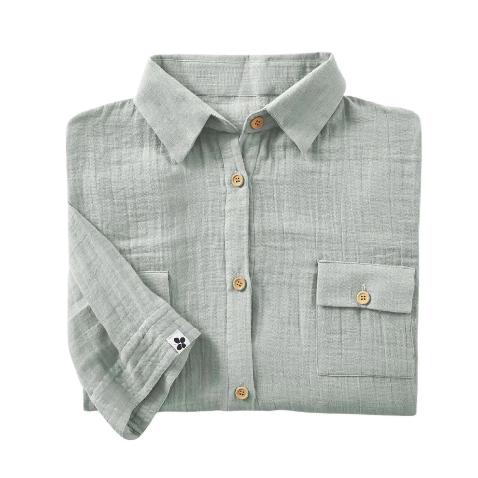 Tunique chemise Gaze de coton unie GAÏA Eucalyptus by L'effet papillon