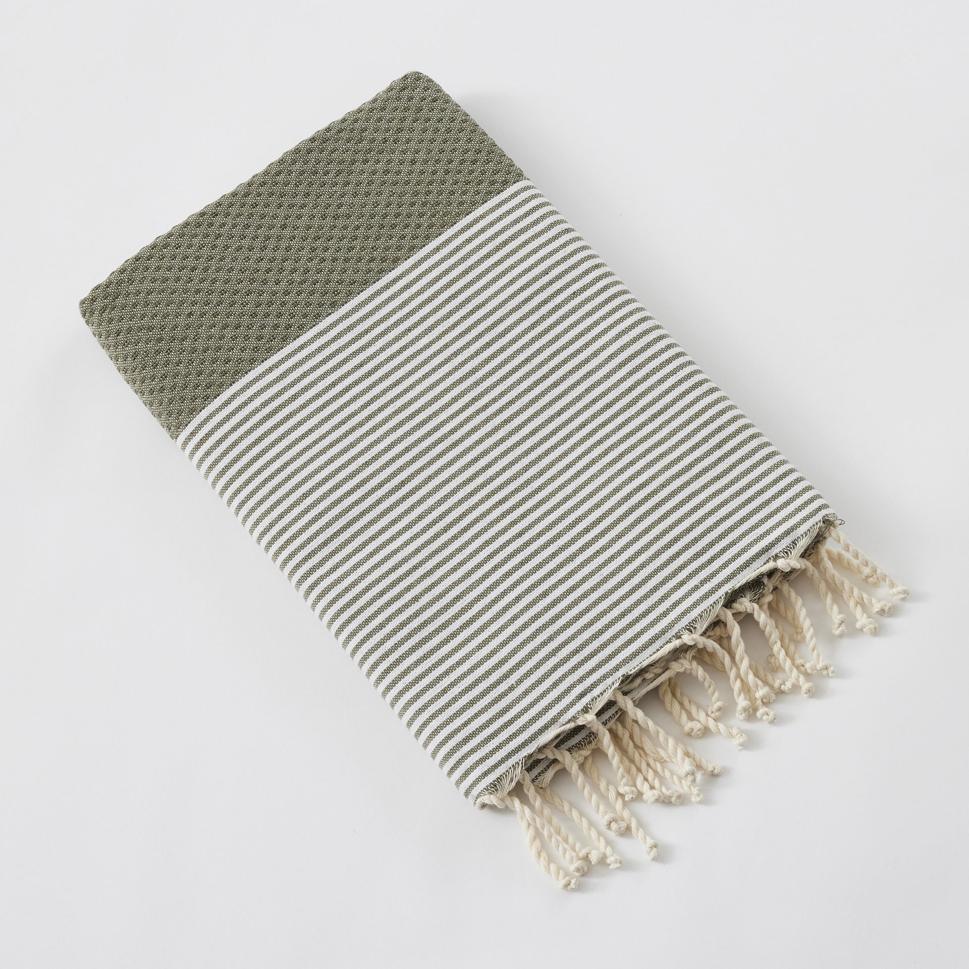 Fouta avec franges 100 x 200 cm Coton tissé teint MARIN Nénuphar