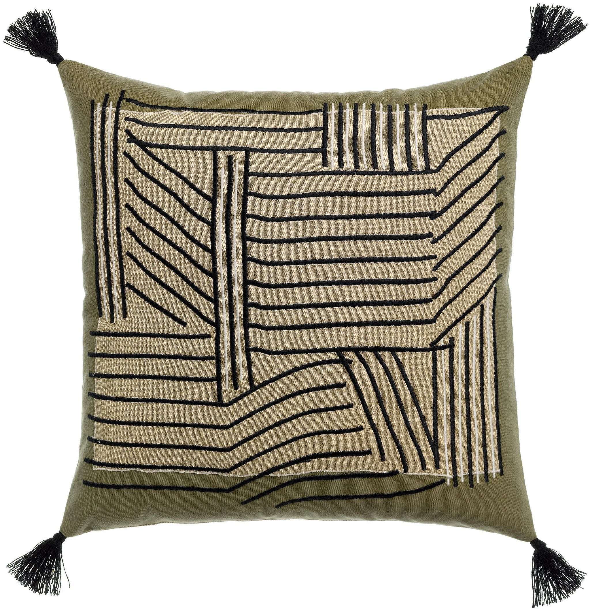 Coussin brodé Kori cèdre by Vivaraise