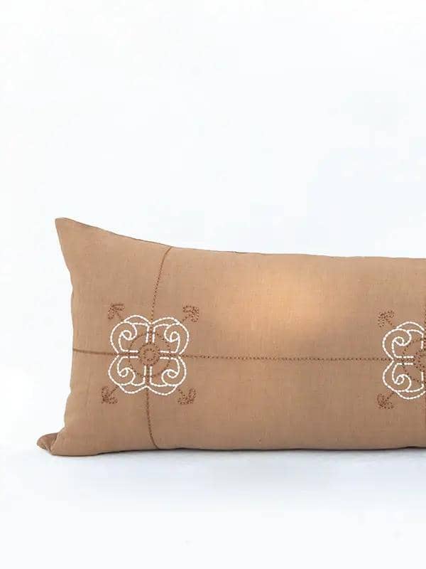 Coussins Lombaires ADHYARU - Broderie sur Coton Lin - Tabac by No-mad