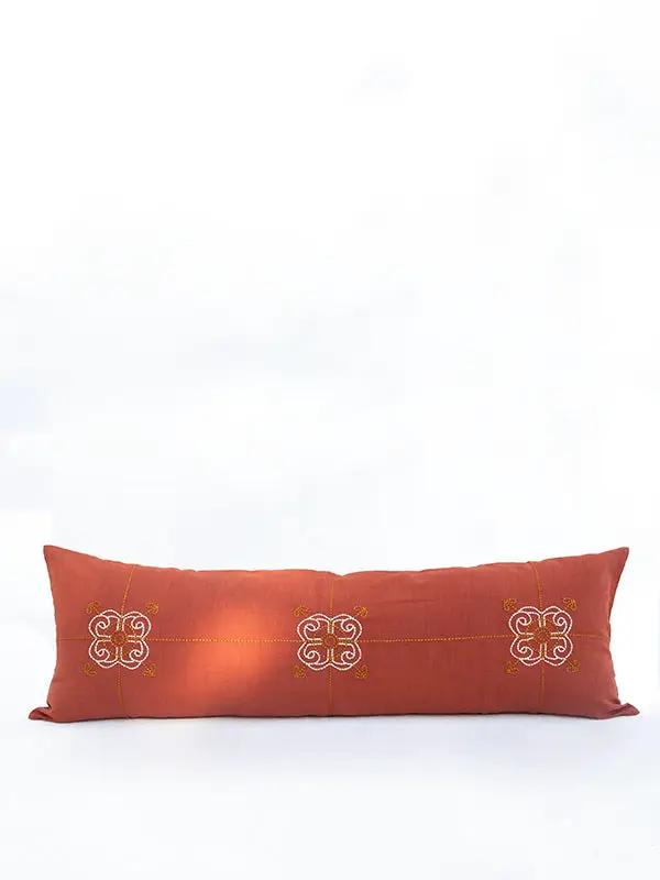 Coussins Lombaires ADHYARU - Broderie sur Coton Lin - Terracotta by No-mad