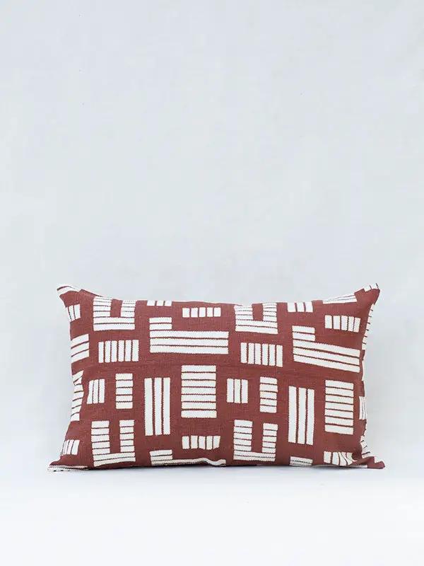 Housse de Coussin ANVAYA - Broderie sur Sérigraphie - Terracotta by No-mad
