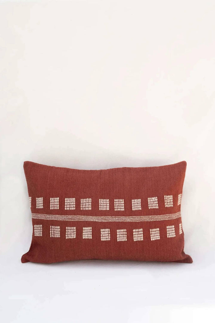 Housse de Coussin CHAKHON - Broderie sur Coton Jute - Terracotta by No-mad