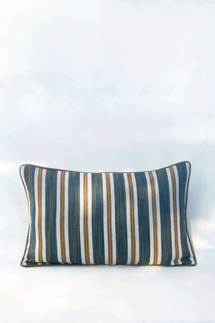 Housse de Coussin PRATHA - Rayure Mashru - Kaki/Vert Canard by No-mad