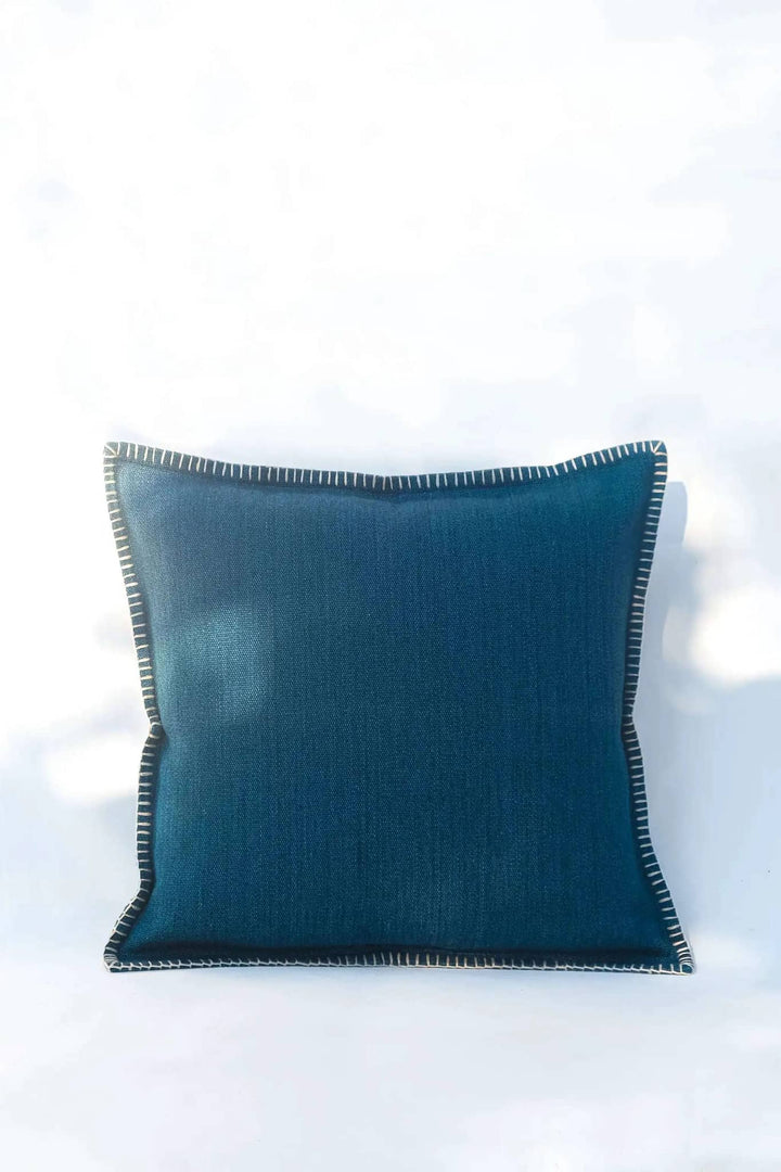 Housse de Coussin PRAKRIT - Broderie sur Coton Jute - Vert Canard by No-mad