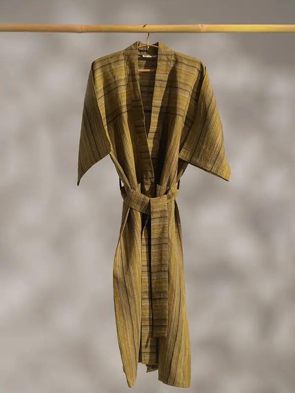 Robe REKHTA - Lin Rayé - Kaki by No-mad
