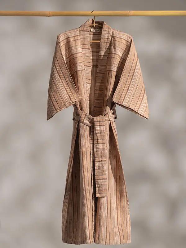 Robe REKHTA - Lin Rayé - Tabac by No-mad