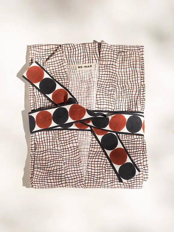 Robe SAMIHA - Impression au Tampon sur Coton Lin - Noir/Terracotta by No-mad