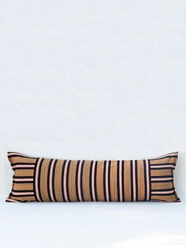 Coussins Lombaires PRATHA - Rayure Mashru - Ocre/Noir by No-mad