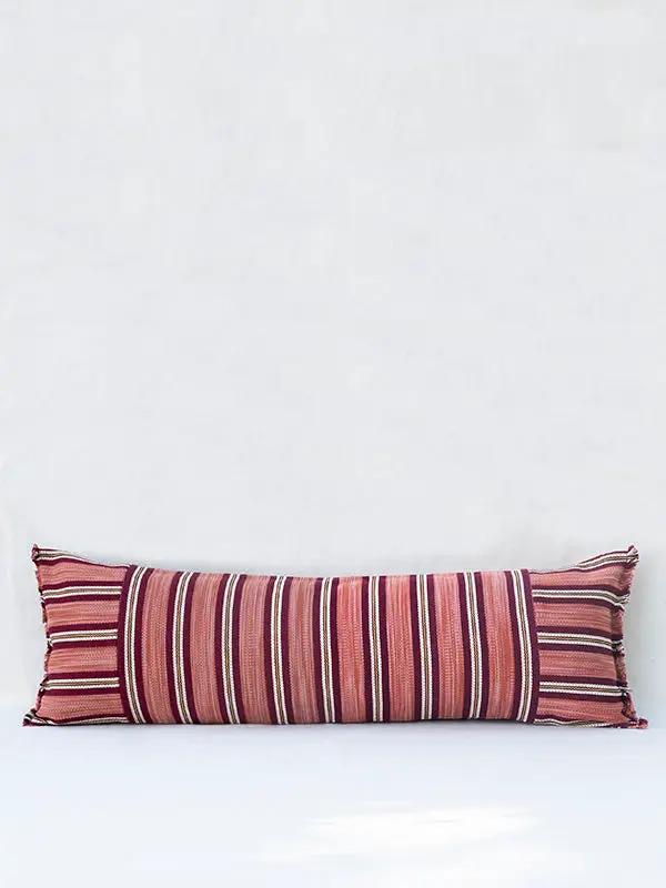 Coussins Lombaires PRATHA - Rayure Mashru - Vieux Rose/Cramoisi by No-mad