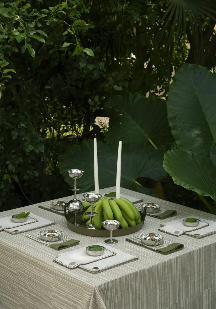 Serviettes de Table DARUUN - Impression au Tampon sur Coton Lin - Taupe by No-mad