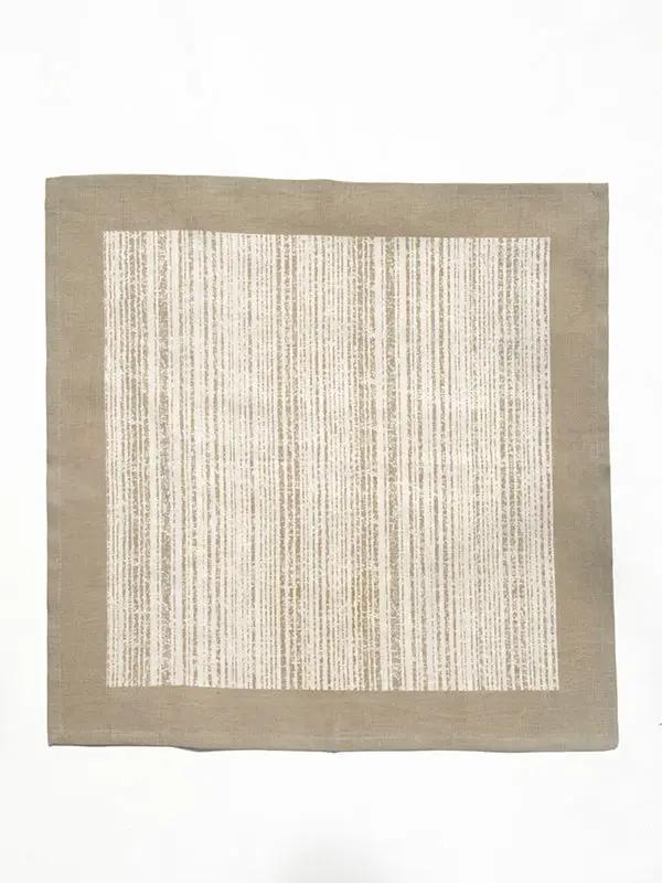 Serviettes de Table DARUUN - Impression au Tampon sur Coton Lin - Taupe by No-mad