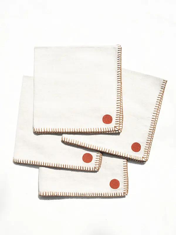 Serviettes de Table KINARA - Serviettes Brodées - Terracotta/Tabac by No-mad