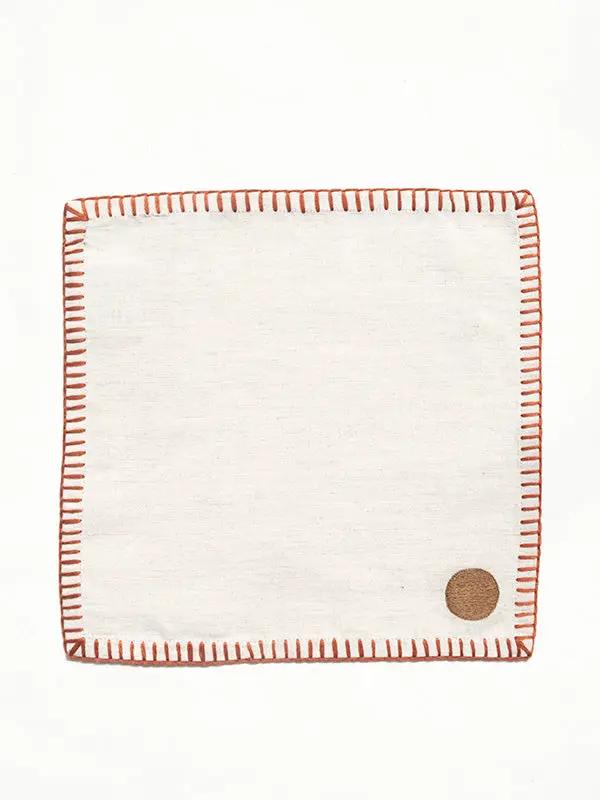 Serviettes Cocktail KINARA - Serviettes Brodées - Tabac/Terracotta by No-mad