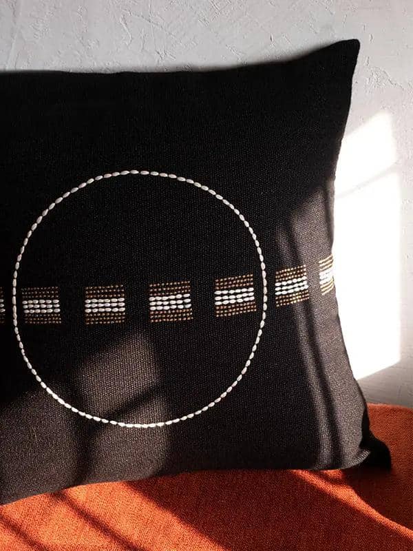 Coussins Lombaires SHUNYA - Broderie sur Coton Jute - Noir/Tabac by No-mad