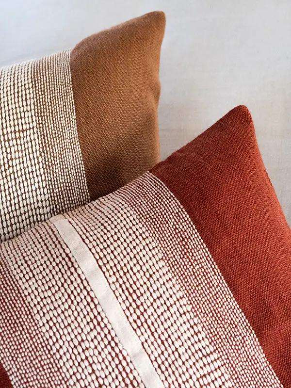 Housse de Coussin REKH - Broderie sur Coton Jute - Terracotta by No-mad