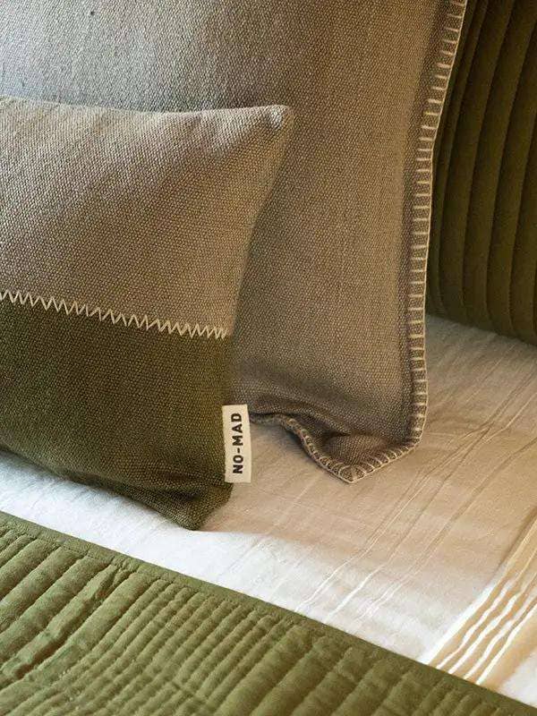 Coussins Lombaires SEEVAN - Broderie sur Coton Jute - Kaki/Taupe by No-mad