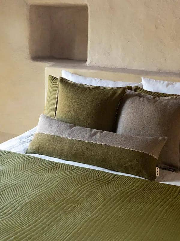 Coussins Lombaires SEEVAN - Broderie sur Coton Jute - Kaki/Taupe by No-mad