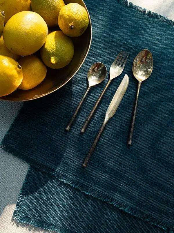 Sets de Table PRAKRIT - Bords Effilochés à la Main - Lot de 2 - Vert Canard by No-mad