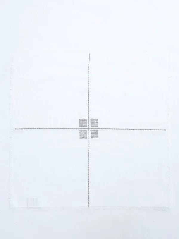 Serviettes de Table CHAKHON - Broderie sur Coton Lin - Ivoire/Taupe by No-mad