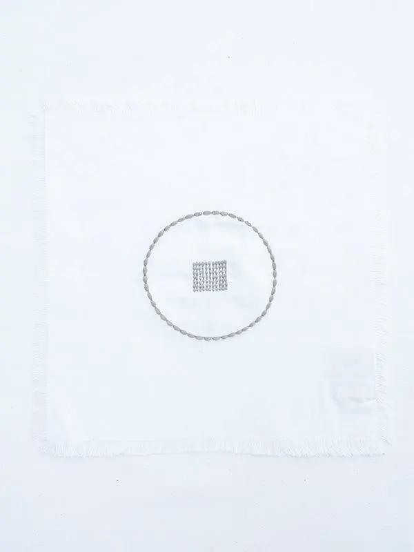 Serviettes Cocktail SHUNYA - Broderie sur Coton Lin - Ivoire/Taupe by No-mad